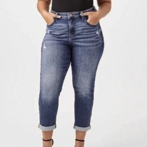 Molly & Isadora Plus Size Blue Medium Wash High Rise Girlfriend Jeans Size 28